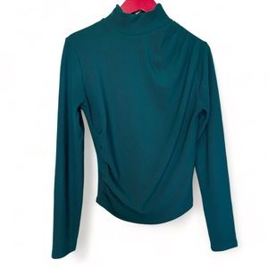 Zara mock neck green blouse.